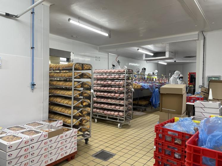 Le site dispose de trois lignes de préparation. Au total, 75 poulets sont découpés par heure et par personne. Un lot représente 4 200 poulets. Parmi les 80 salariés, "on compte une dizaine de nationalités".