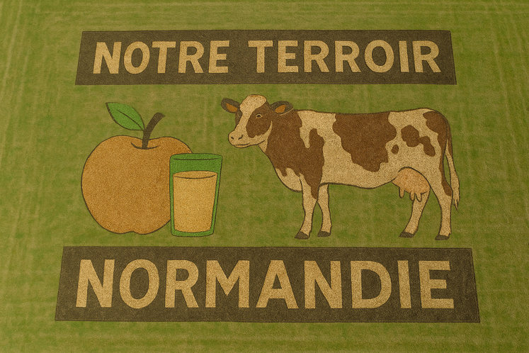 A l'occasion du Tour de France 2025, la FDSEA du Calvados relève le challenge de la FNSEA "Les agriculteurs aiment le tour" pour mettre en avant son terroir via la réalisation d'une fresque agricole géante.
