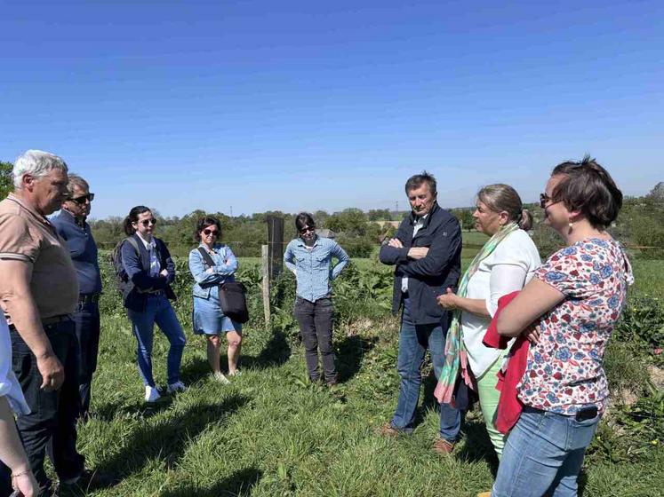 À Maupertuis, un chantier de haie a été réceptionné par les élus de Villedieu Intercom, du Conseil départemental de la Manche et de la Chambre d'agriculture.