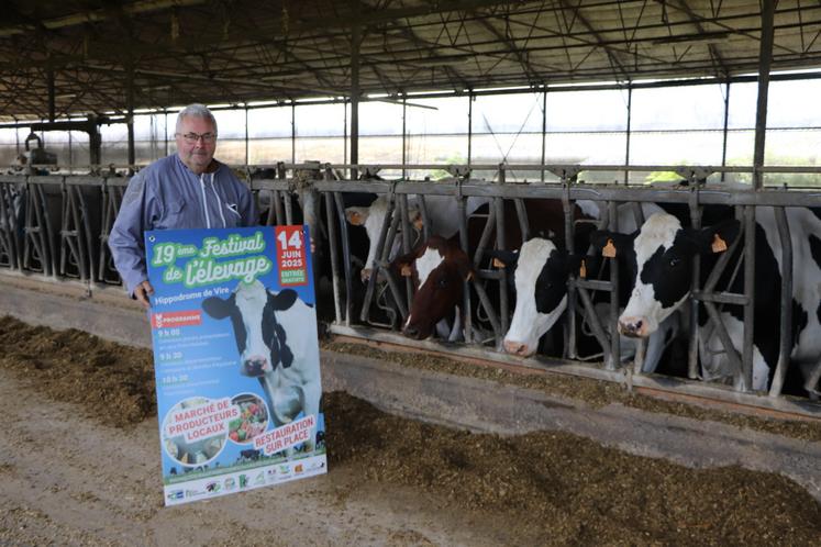 Thierry Chanu, co-président du syndicat des éleveurs de Prim'Holstein du Calvados, est à la manœuvre du concours PH de Vire, lequel verra concourir une soixantaine d'animaux.