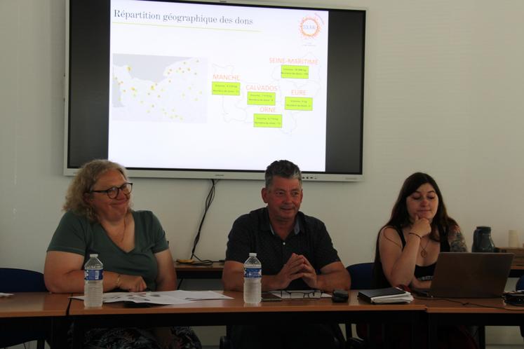 De gauche à droite : Sylviane Lefez, trésorière, Jean-Michel Hamel, président, et Lucie Jouvin, coordinatrice régionale.