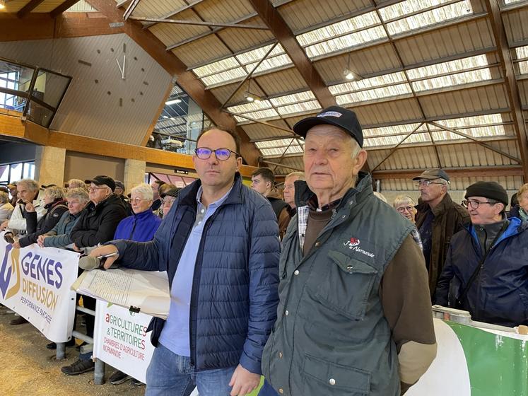 Olivier Pibouin, animateur de l'association Normande 50 et Jean-Pierre Cahorel, président de la société d'agriculture de l'arrondissement d'Avranches. Deux chevilles ouvrières du concours en race Normande.