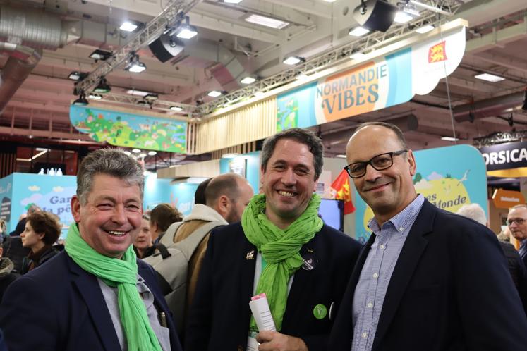 A l'Inauguration du pavillon Normandie, la Manche et le Calvados bien présents avec Jean-Michel Hamel, François Rihouet et Xavier Haye.