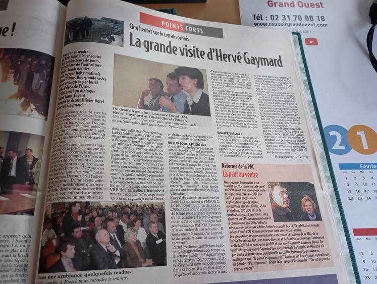 En 2003, alors que le secteur porcin est en crise, le ministre de l'Agriculture Hervé Gaymard se rend dans l'Orne à l'invitation de la FDSEA et des JA.