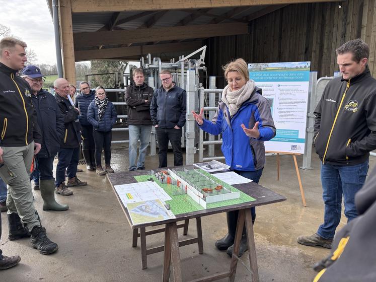 Gilbert Pottier (à droite) a sollicité la MSA, représentée par la conseillère en prévention, Marie-Pierre Dupont, pour son projet de contention. Un projet posé sur le papier, puis réalisé en maquette avant d'être traduit en 3D.