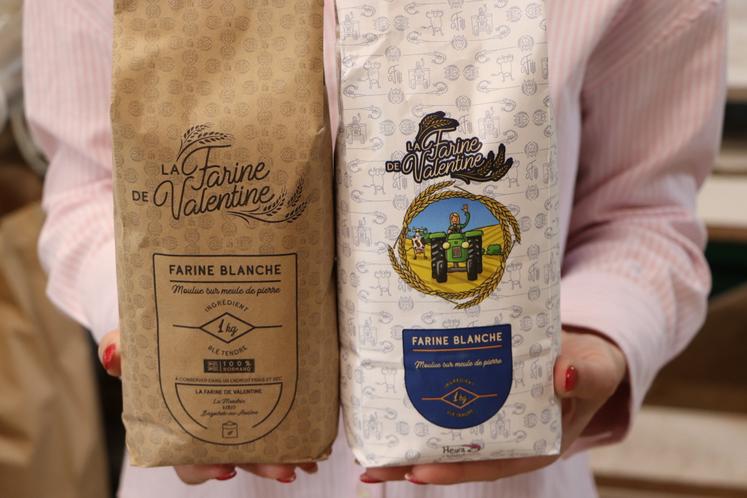 Ancien et nouveau packaging pour La farine de Valentine.