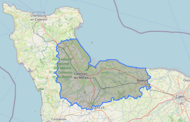 La zone de l'AOP Beurre et Crème d'Isigny s'étend sur les départements de la Manche et du Calvados.