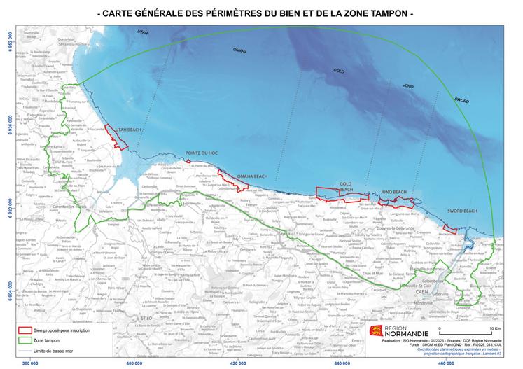 Au total, six sites représentent les zones de biens et 121 communes sont placées en zone tampon