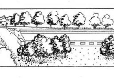 Schéma 1 : la plantation de bosquets de part et d’autre du bâtiment permet de rompre son volume linéaire.