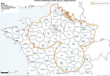 La zone régulée liée à la FCO s'étend sur la grande majeure partie de la Normandie.