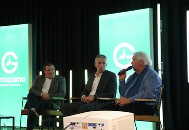 Les invités de la table ronde de la Fédération du Calvados de Groupama, de gauche à droite : Mathieu Fleury, président de Biocombustibles ; Alban Raffray, président du Sdrec ; Bruno François, conseiller départemental.