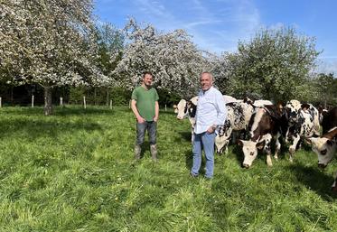 À l'occasion d'une visite aux producteurs fournissant son restaurant, Arnaud Viel a pu échanger avec Anthony Leduc, un éleveur ornais de Normandes et de bœufs normands à Sainte-Marie-la-Robert.