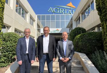 De gauche à droite : Ludovic Spiers, directeur général d'Agrial, Bernard Guillard, président, et Julien Heillaut, directeur général à partir du 1er juillet.