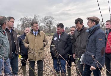 La visite de terrain, dite pédagogique, a permis à la profession agricole et aux services de l'État d'observer l'évolution des travaux conduits en début 2025 chez Franck Foulon installé à Fervaches.
