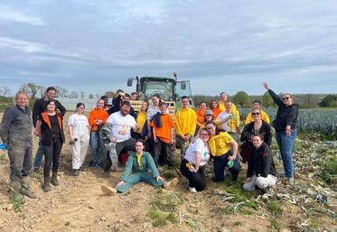Tout au long de l'après-midi, les jeunes de l'association Unis Cités, ont glané les poireaux dans les parcelles de la Ferme des mille saveurs.