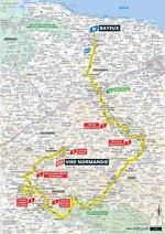 Le tracé de l'étape 9 qui partira le jeudi 10 juillet de Bayeux et arrivera à Vire.