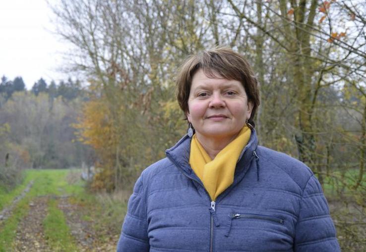 Patricia Maussion est agricultrice à Loiré (49), en agriculture biologique (100 ha, 75 vaches montbéliardes, séchage du foin en grange).