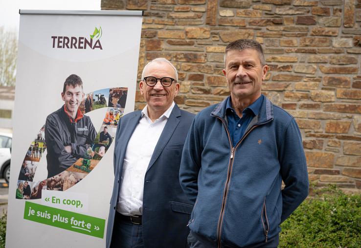 Alain Le Floch, directeur (à gauche) et Olivier Chaillou, agriculteur et président (à droite), ont présenté les résultats 2023 et les perspectives de Terrena.