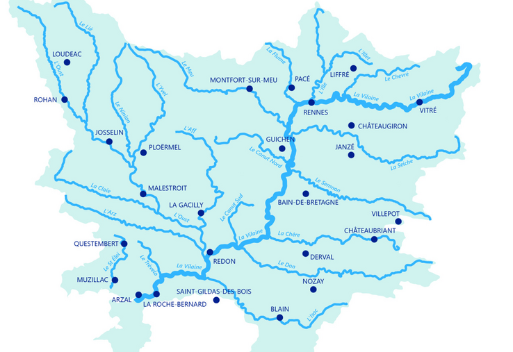 Le Semnon se trouve à l'est du bassin de la Vilaine.