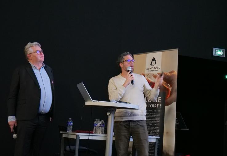 Olivier Brault, président des caves de la Loire et Etienne Goulet, directeur du pôle Val de Loire de l'IFV, qui a présenté le travail de l'institut sur l'encépagement de demain. 