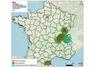 Carte de France des zones réglementées pour la DNC au 16 octobre 2025.