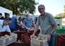 Laurent Lelore, président de Solaal Pays de la Loire, et derrière lui François Beaupère, trésorier, lors d'une matinée des partenaires au Jardin de cocagne angevin, à Saint-Barthélémy d'Anjou, le 25 septembre.
