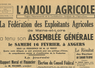 L'AG constitutive de la FDSEA de Maine-et-Loire s'est tenue le 16 février 1946.