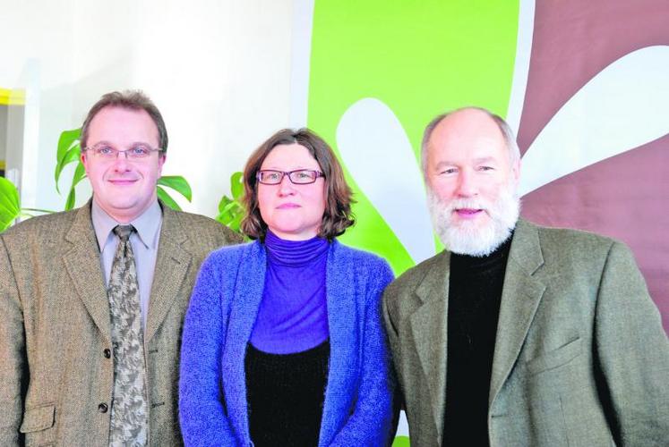 Gino Boismoirin, directeur de Végépolys, organisateur du Pim, Evelyne Lorido, chef de projet Événement fruits et légumes, Bruno Dupont, président du Sival.