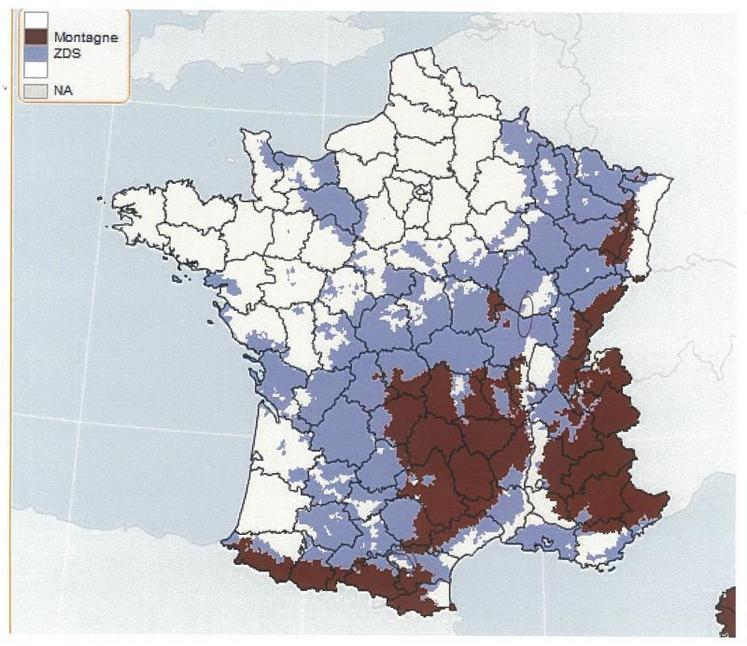 Stéphane Travert, ministre de l’Agriculture a présenté, le 20 février, la nouvelle carte des zones défavorisées simples (ZDS).