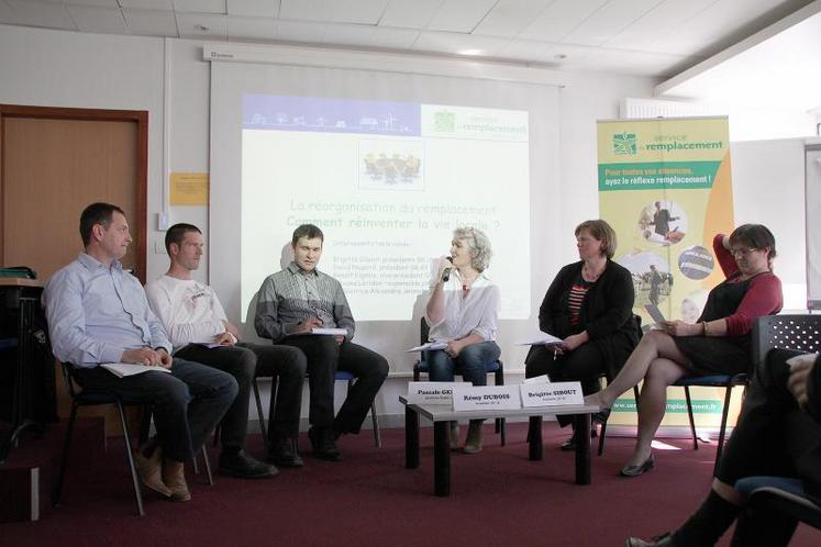 Benoît Vignais (SR Le Lion-d’Angers), Maxime Léridon (SR Segré), David Poupard (SR 49), Pascale Gélin (FDSEA 49), Brigitte Sibout (SR Cher) et Marie Béatrice-Alexandre (SR 49).