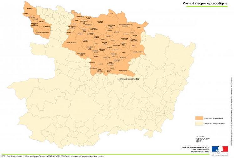 La zone à risque épizootique (Arrêté du 16 novembre 2016).