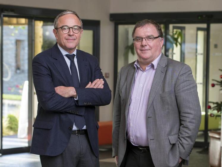 Maxime Vandoni, directeur général de Terrena et Hubert Garaud, président de Terrena.