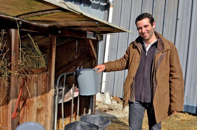 Emmanuel Godineau nourrit les veaux à la tétine : “Le démarrage est 
déterminant”.