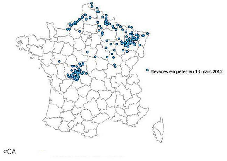 Élevages enquêtés au 13 mars 2012