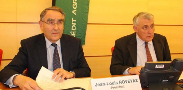 Jean-Louis Roveyaz, président et Christophe Noël, directeur du Crédit Agricole de l’Anjou et du Maine, ont présenté les résultats commerciaux et financiers 2014.