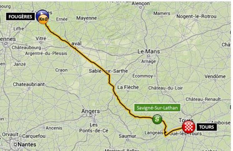 Une étape de 218 km dont une quarantaine de kilomètres en Maine-et-Loire.