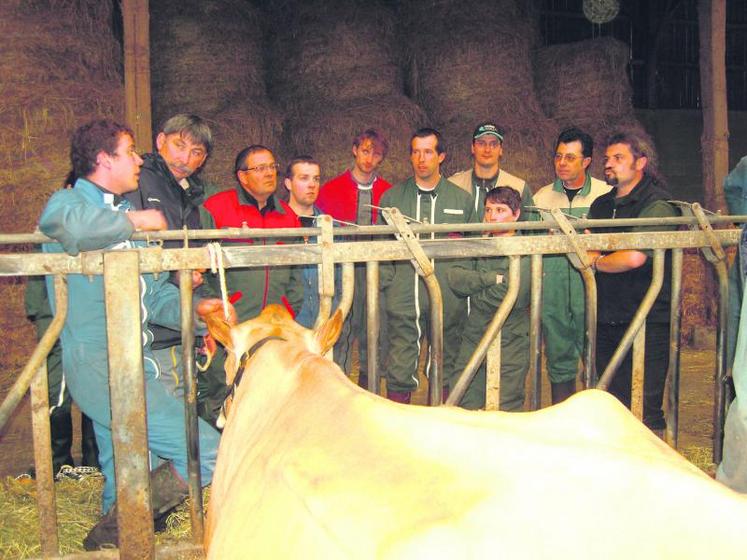 Une vingtaine de jeunes et d’éleveurs s’est retrouvée chez Bernard Gaborit pour une journée de formation animée par Philippe Derouet.