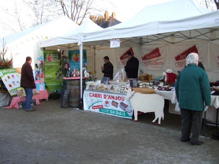 Pour la première fois, Jeunes agriculteurs participait au marché de Noël de Sainte-Gemmes-sur-Loire, et, malgré le froid, les acheteurs étaient au rendez-vous.