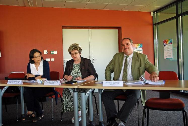 Marie-Odile Bioteau, première vice-présidente, Roselyne Besnard, présidente et Frédéric Dupuis, directeur de la MSA.