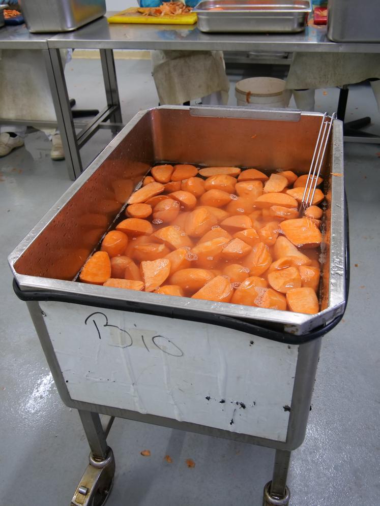 Les cuviers servent au lavage et à la désinfection des légumes.