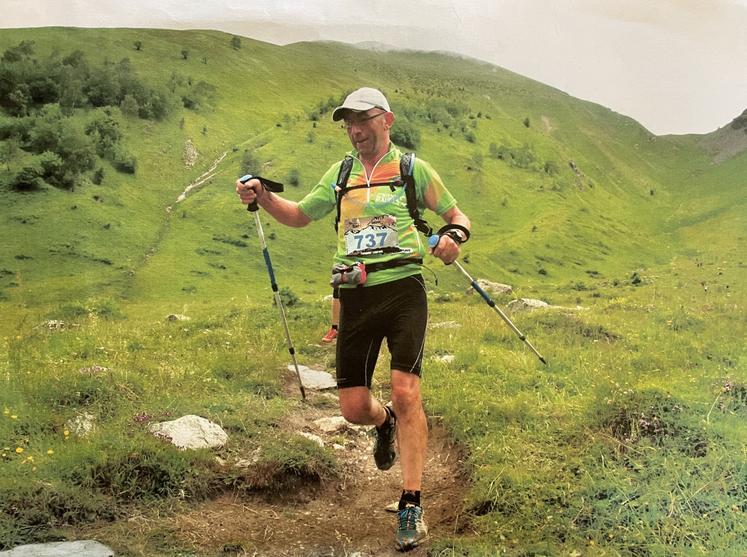 Lors d'un trail dans les Alpes.