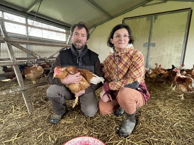 Emmanuel Gourichon et Marie Renou élèvent une centaine de chapons pour les fêtes de fin d'année.