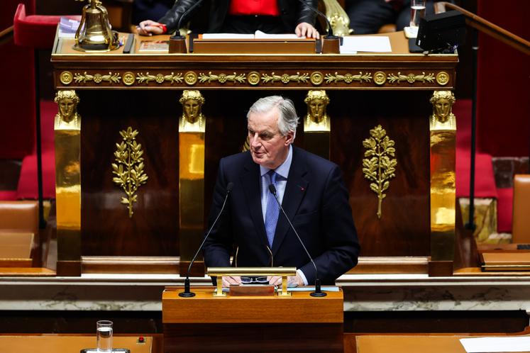 Le Premier ministre Michel Barnier à l'Assemblée Nationale avant le vote de la motion de censure de son Gouvernement, le 4 décembre 2024.