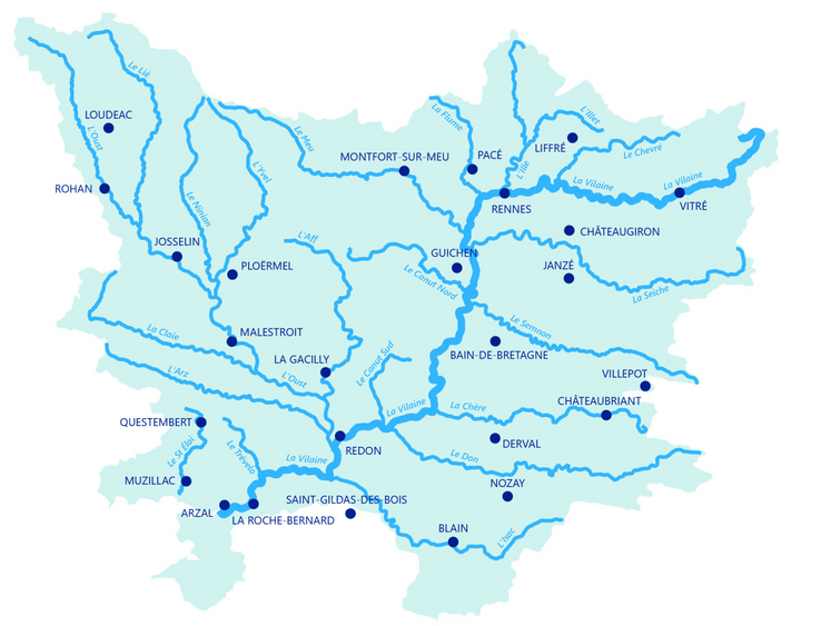 Le Semnon se trouve à l'est du bassin de la Vilaine.