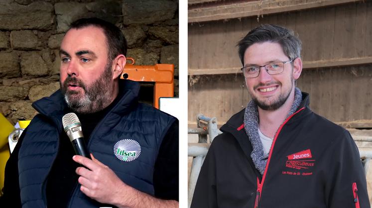 Anthony Ménard, secrétaire général de la FDSEA et Vincent Colineau, secrétaire général de Jeunes agriculteurs du Maine-et-Loire.