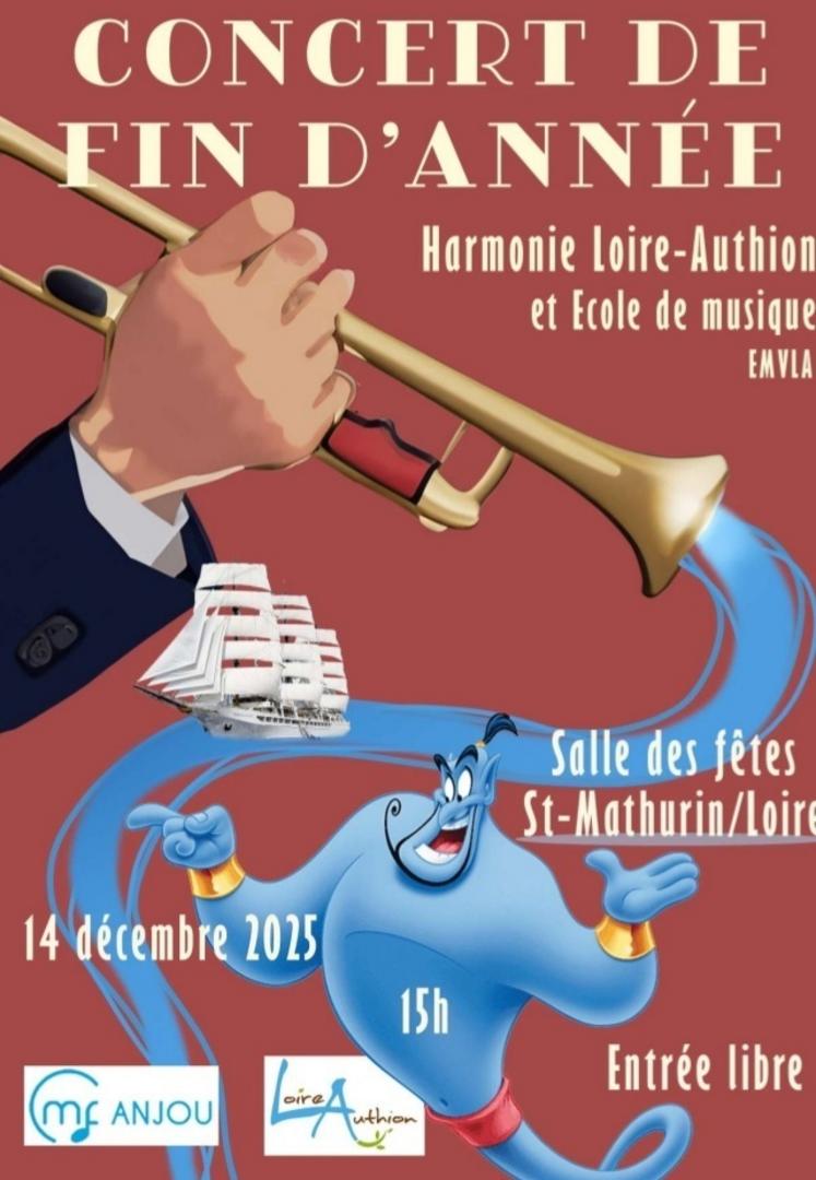 L'harmonie Loire Authion donne un concert le 14 décembre, à 15h, à la salle des fêtes de Saint Mathurin sur Loire. Au programme : musiques de films, jazz et musique cubaine. Entrée libre et gratuite, sans réservation.