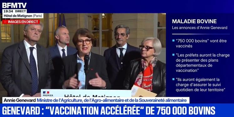 Le plan vaccination annoncé par Annie Genevard le 16 décembre 2025.