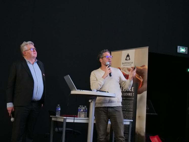 Olivier Brault, président des caves de la Loire et Etienne Goulet, directeur du pôle Val de Loire de l'IFV, qui a présenté le travail de l'institut sur l'encépagement de demain. 