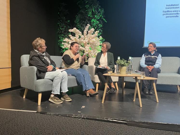 Pascale Lévêque, Eva Beaudet, Anne Mahé et Carmen Sery ont échangé sur les actions de prévention contre le mal-être agricole.