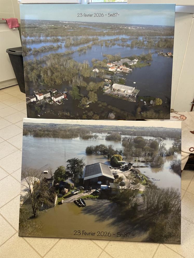 Les images impressionnantes de la crue de février 2026, qui a recouvert la totalité de l'exploitation.